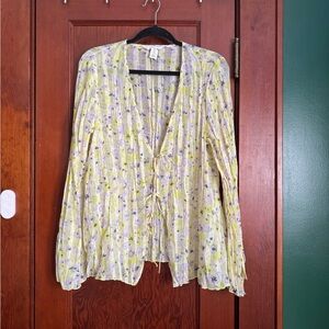 H&M Yellow and Purple Floral Blouse